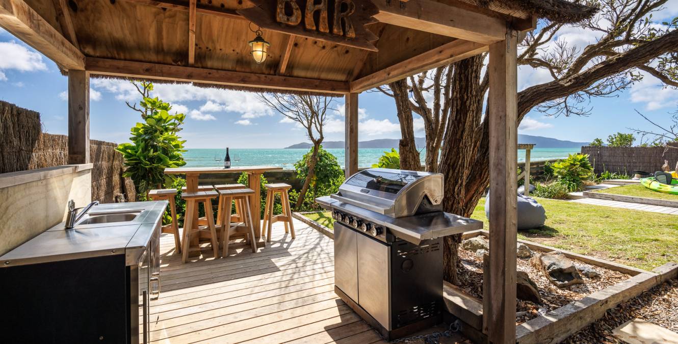 Fun and sun at The Big Bach, BBQ, outdoor fridge and sink