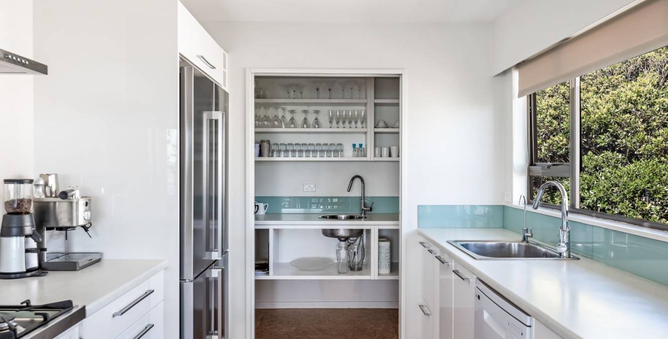 Butlers pantry in designer kitchen, Wellington luxury accomodation