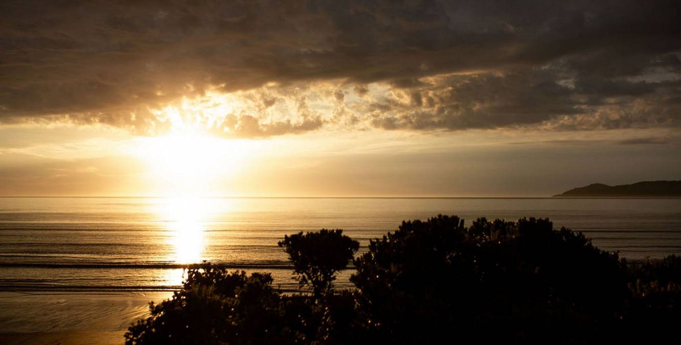 Sunsets in Raumati - view from the deck at The Big Bach