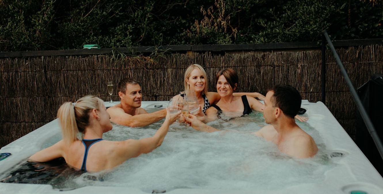 9 person spa pool with views to Kapiti Island
